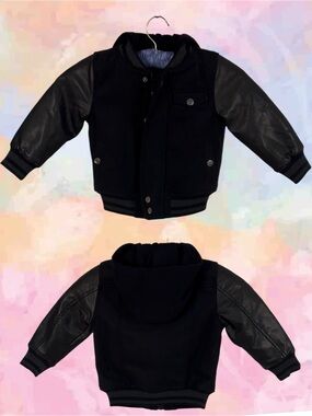 URBAN REPUBLIC Faux Leather & Fleece  Hoodie Double Closure
